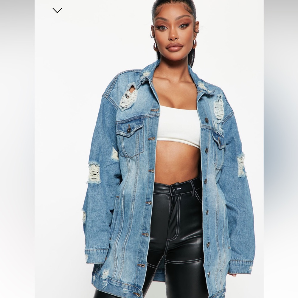 Long Denim distressed jacket